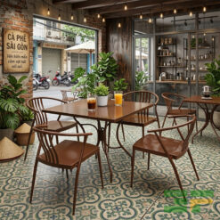 Bộ Bàn Ghế Cafe Sắt Sơn Tĩnh Điện